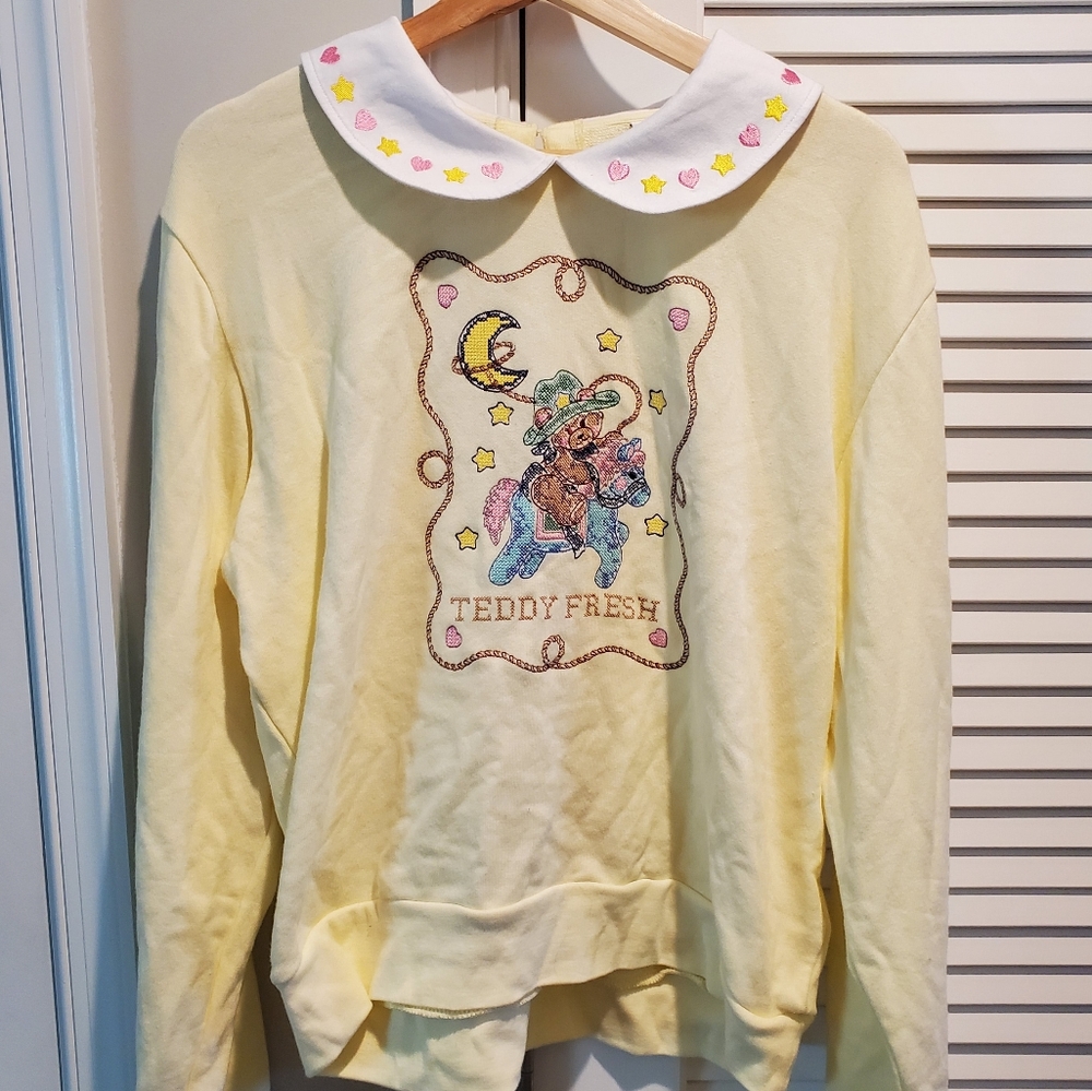 Teddy Fresh Collared Teddy Bear Cowboy Sweatshirt sz 2X